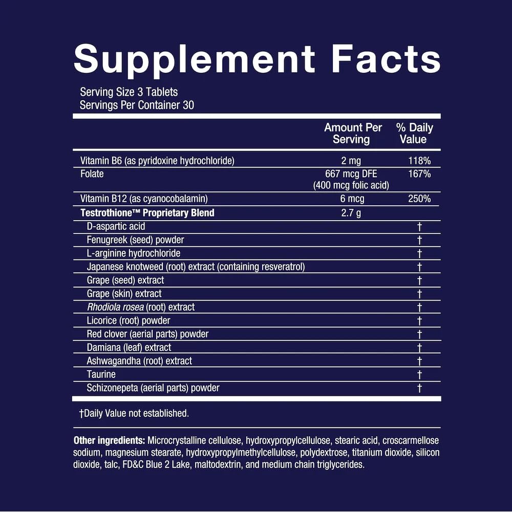 Novex Biotech TestroVax bottle back showing ingredients and usage hints