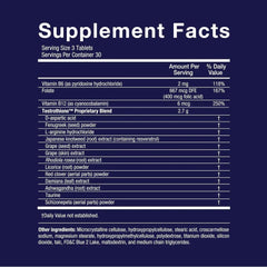 Novex Biotech TestroVax bottle back showing ingredients and usage hints