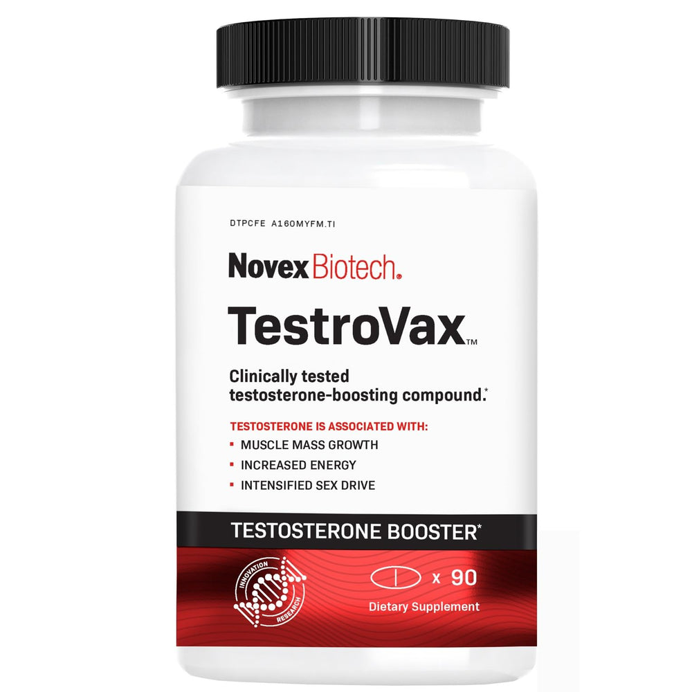 Novex Biotech TestroVax bottle front for daily energy and focus enhancement