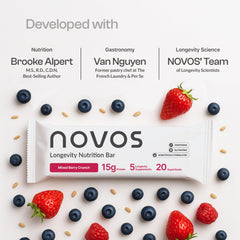 Novos Longevity Bar on-the-go snack idea ideal for busy mornings.