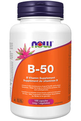 NOW B-50 Vitamin 100 Veg Capsules bottle