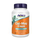NOW Cal-Mag Caps bottle with zinc, copper, manganese and vitamin D