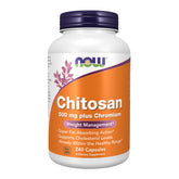 NOW Chitosan 500 mg + Chromium bottle and label showing weight management*