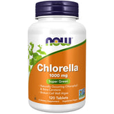 NOW Foods Chlorella 1000 mg bottle with label on white background