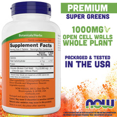 Now Chlorella Tablets 1000mg 200-count back label