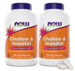 NOW Choline & Inositol 180 vegetarian capsules pack of 2