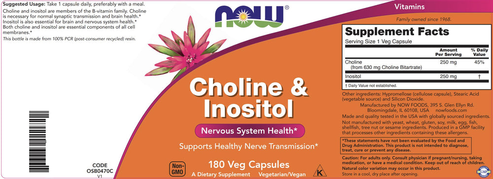 360-day supply graphic for NOW Choline & Inositol 2-pack