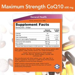 NOW CoQ10 600 mg softgel bottle front view