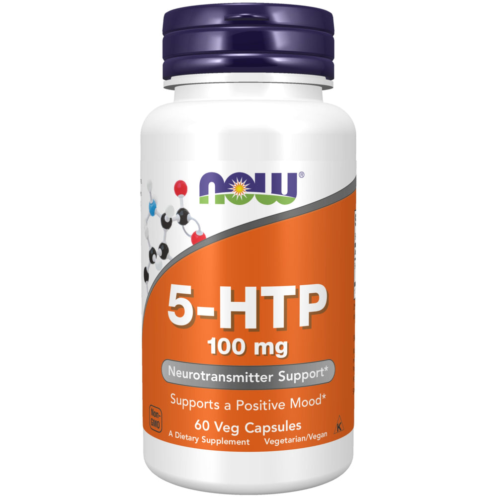 NOW Foods 5-HTP 100 mg bottle - front view