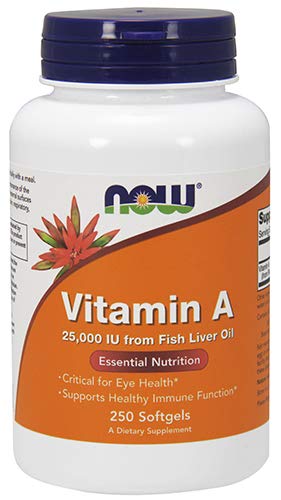 Vitamin A softgel capsules pouring from bottle