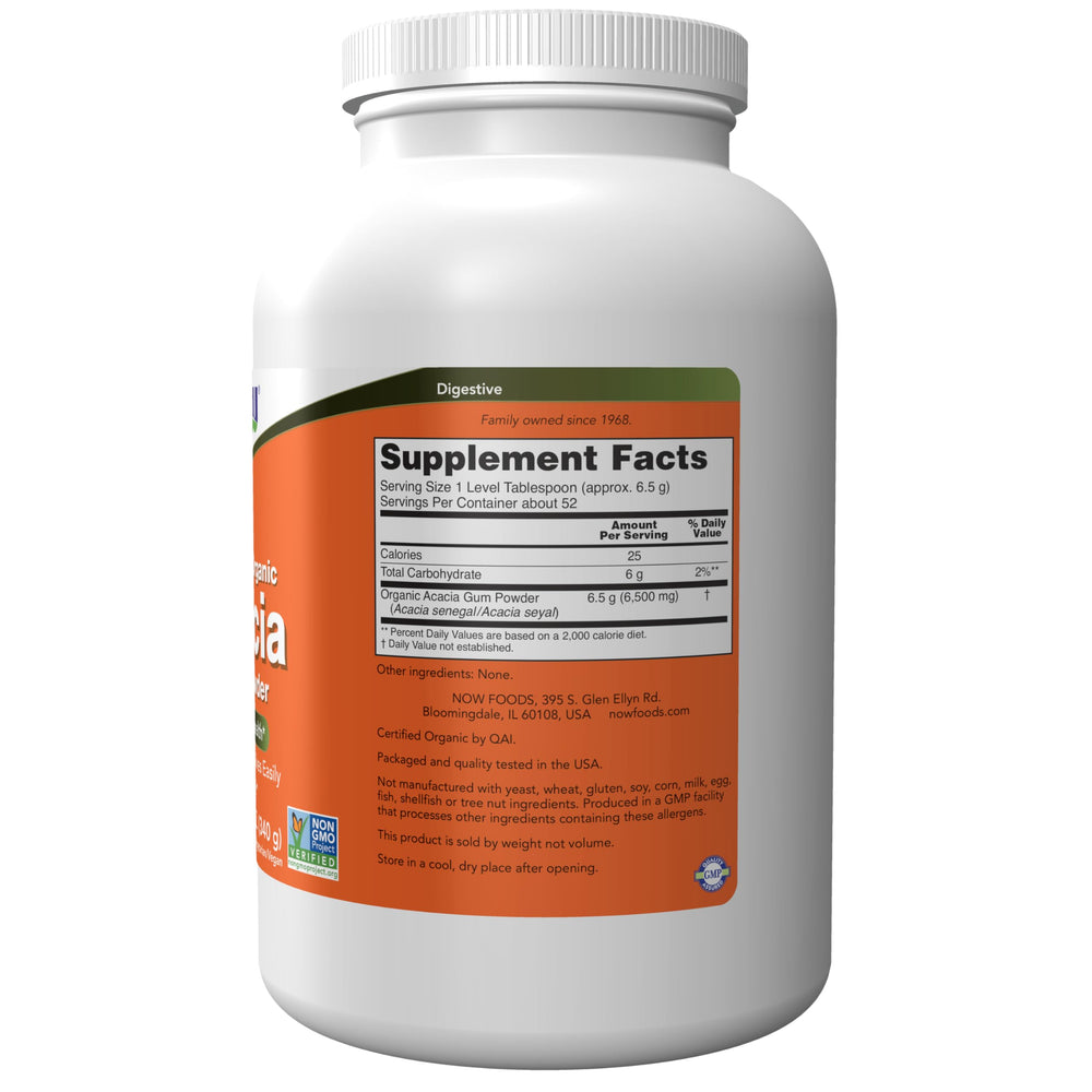 NOW Foods Acacia Pure Powder 12 oz side view