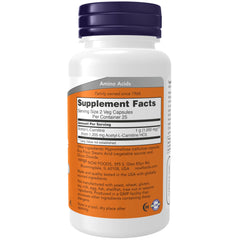 NOW Foods Acetyl-L-Carnitine 500 mg bottle with label