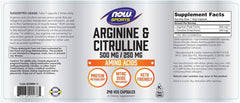 Close-up of NOW Foods Arginine and Citrulline capsules