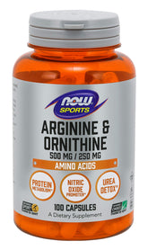 Now Foods Arginine Ornithine 100 Caps bottle label