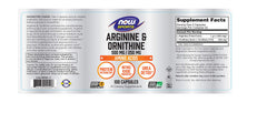 Now Foods Arginine Ornithine 100 Caps bottle on white background