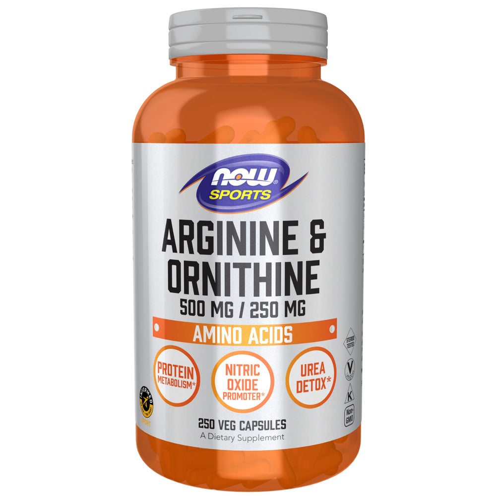 NOW Foods Arginine & Ornithine 500/250 mg vegan capsules front