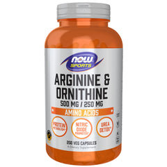 NOW Foods Arginine & Ornithine 500/250 mg vegan capsules front