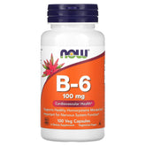 Now Foods B-6 100mg 100 capsules bottle