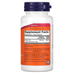 Close-up of Now Foods Vitamin B-6 supplement bottle UPC 733739004567