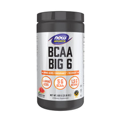 NOW Foods BCAA Big 6 Water watermelon 600 g jar – front view
