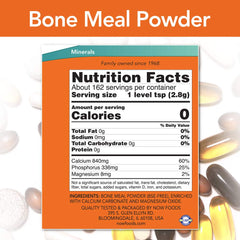 NOW Foods Bone Meal Powder 1 lb packaging label
