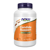 NOW Foods Candida Support bottle label showing Pau D'Arco, oregano oil, black walnut and caprylic acid