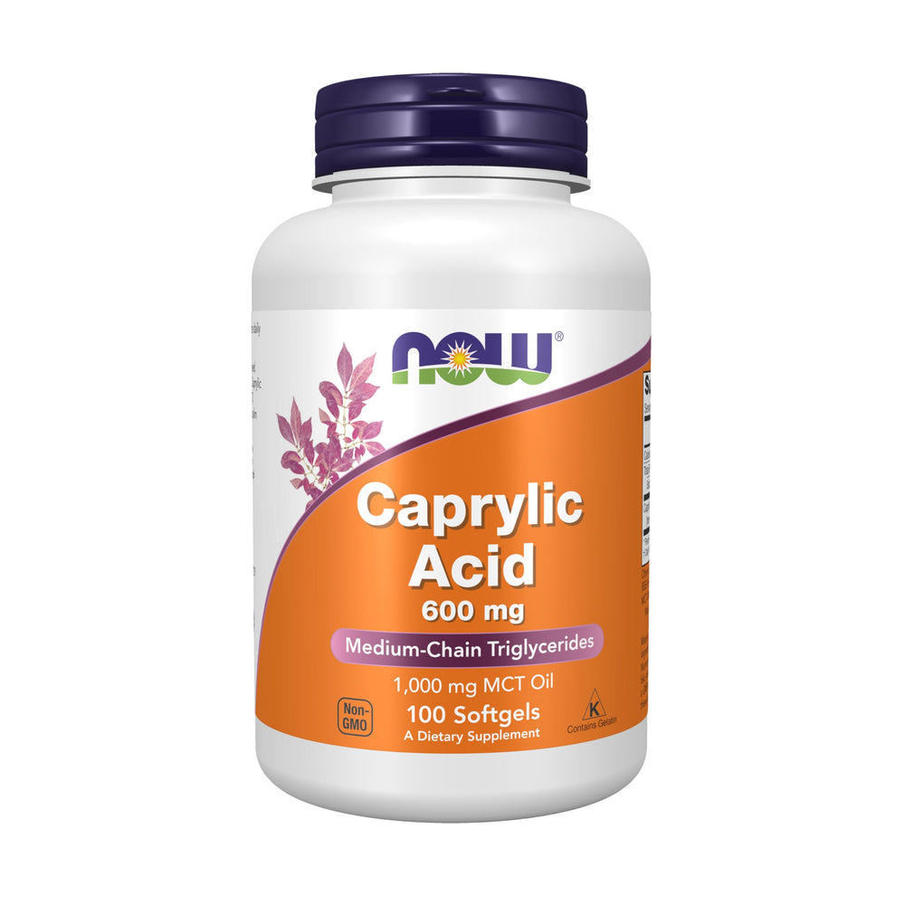NOW Foods Caprylic Acid 600 mg MCT softgels bottle