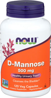 Now Foods D-Mannose 120 Caps 500 mg bottle front