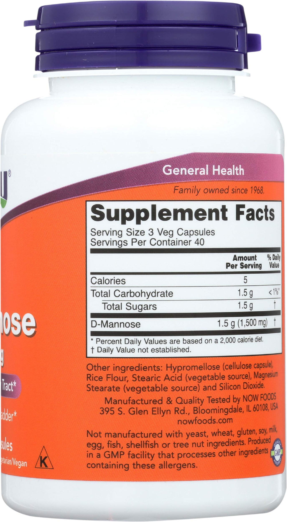 Three-pack of Now Foods D-Mannose on a white surface