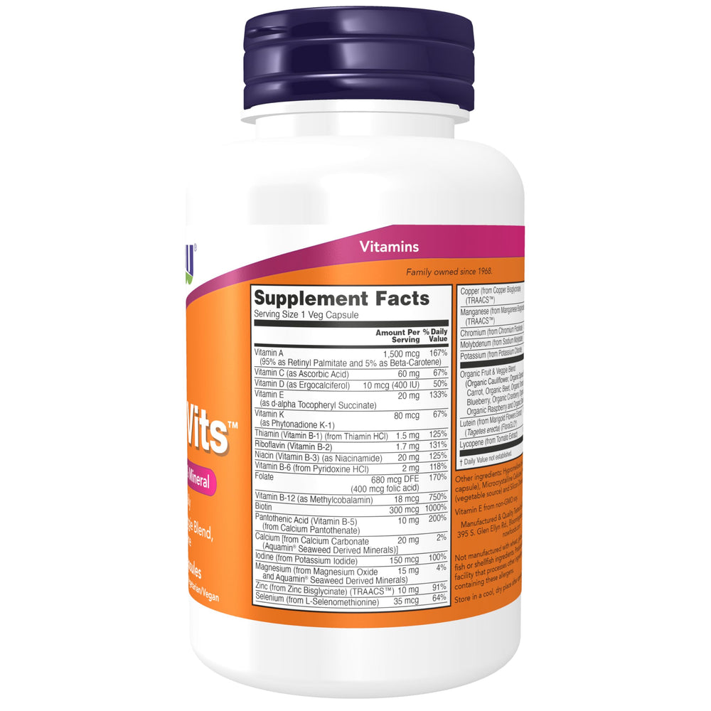 Close-up of Daily Vits ingredients: Fruit & Veggie Blend, Lutein and Lycopene