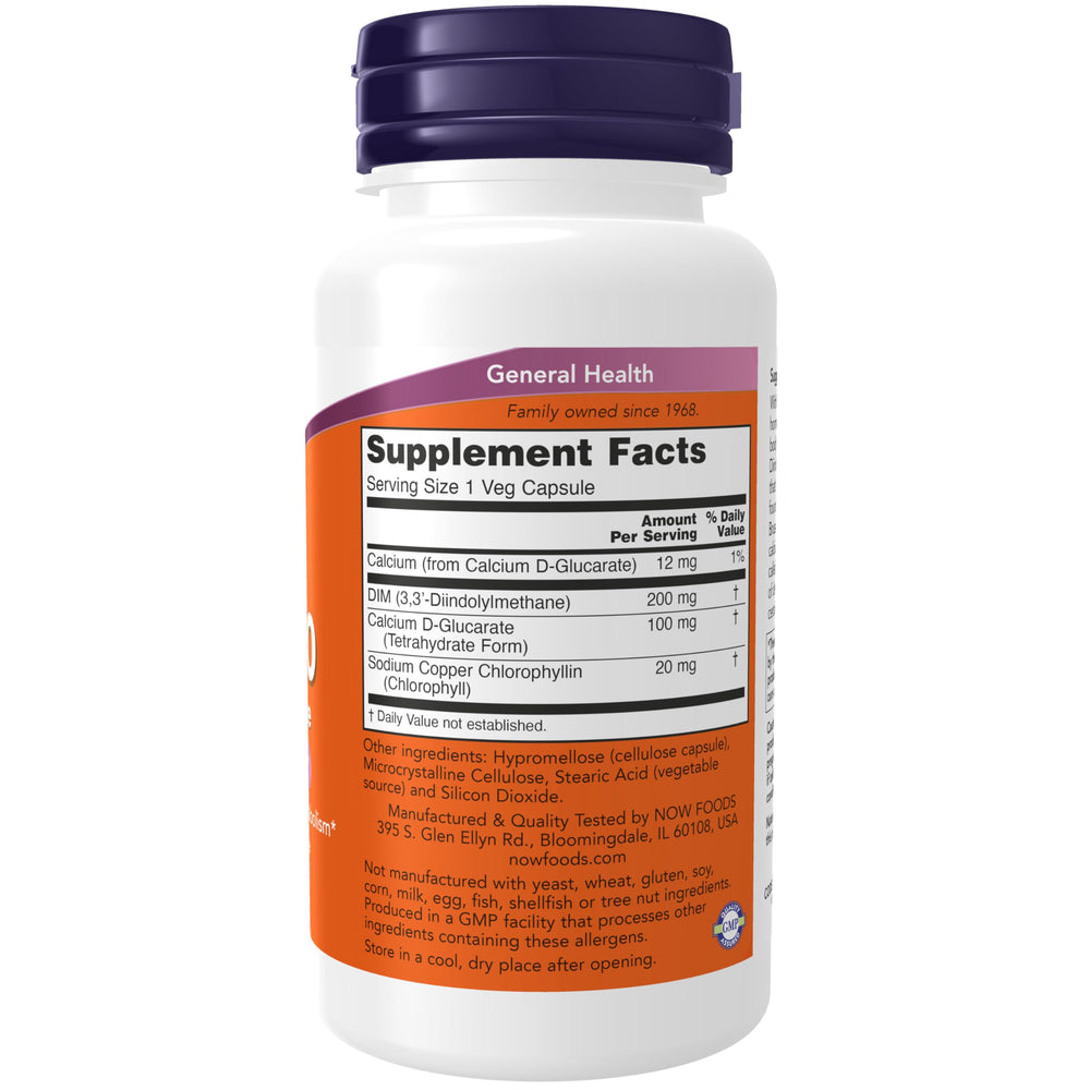 NOW Foods DIM 200 bottle label close-up