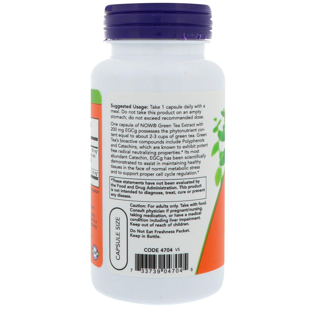 NOW Foods EGCG label close-up shows Non-GMO verification and trusted quality
