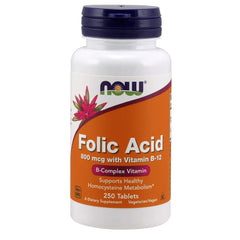 NOW Foods Folic Acid 800 mcg bottle - front view