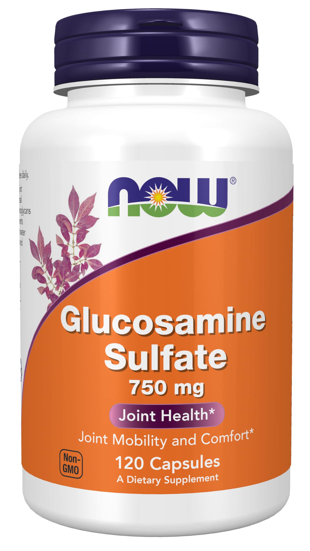 NOW Foods Glucosamine Sulfate 750 mg 120 Veg Capsules front label