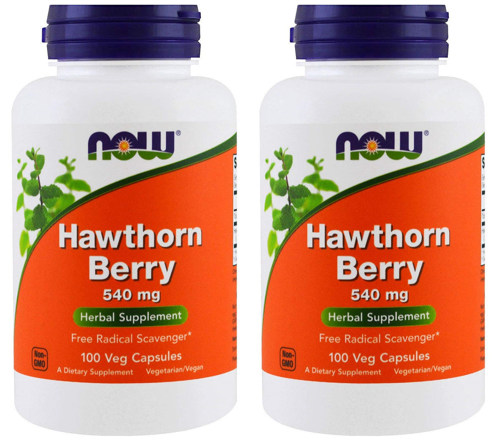 NOW Foods Hawthorn Berry 540 mg, 100 Veg Capsules Pack of 2