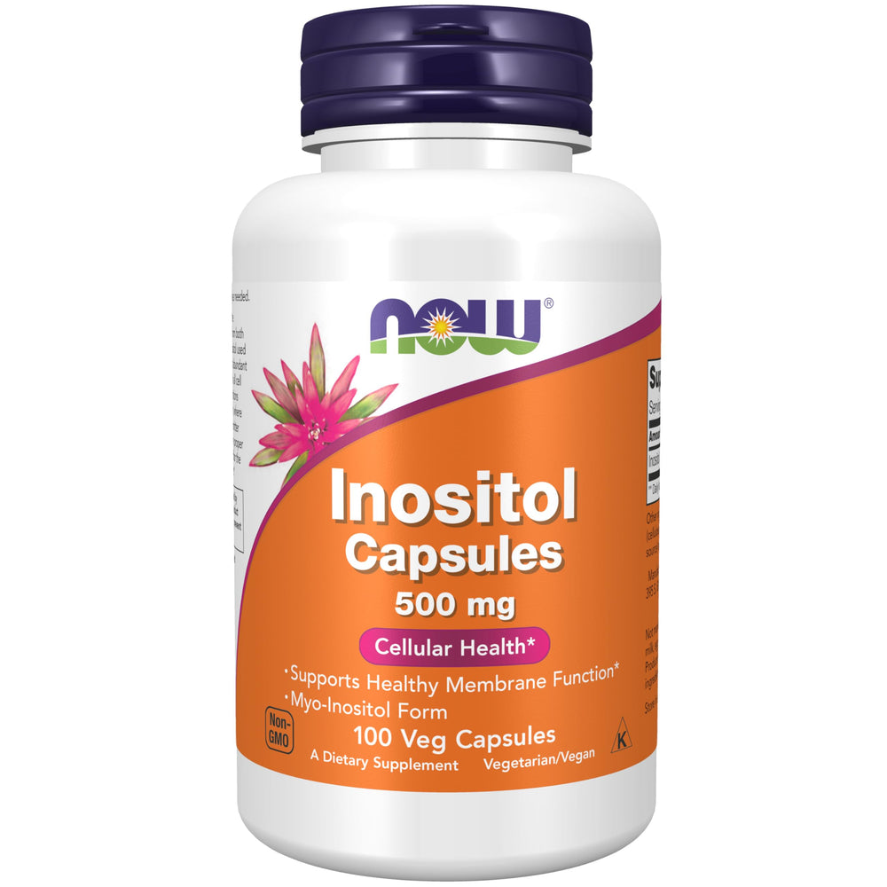NOW Foods bottle front label showing supplement benefits and certifications