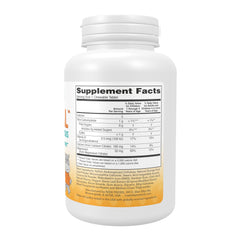 NOW Kid Cal Chewables tart orange bottle back with supplement facts