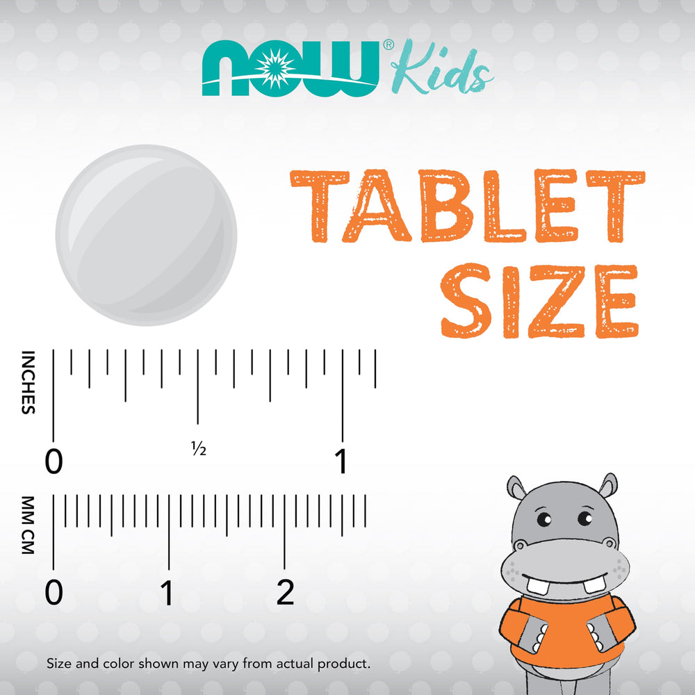Kosher and Non-GMO labels on NOW Kid Cal Chewables tart orange