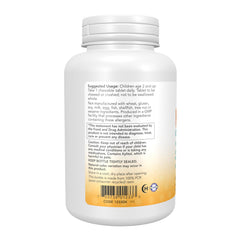 Nutrition facts for NOW Kid Cal Chewables tart orange