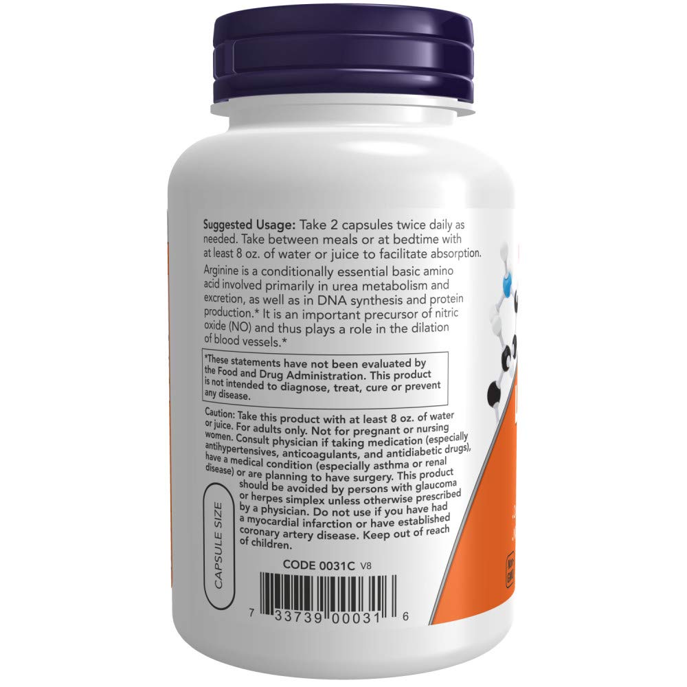 Close-up of L-Arginine 500 mg capsules