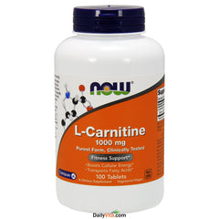 NOW Foods L-Carnitine 1000mg 100 tabs supplement bottle