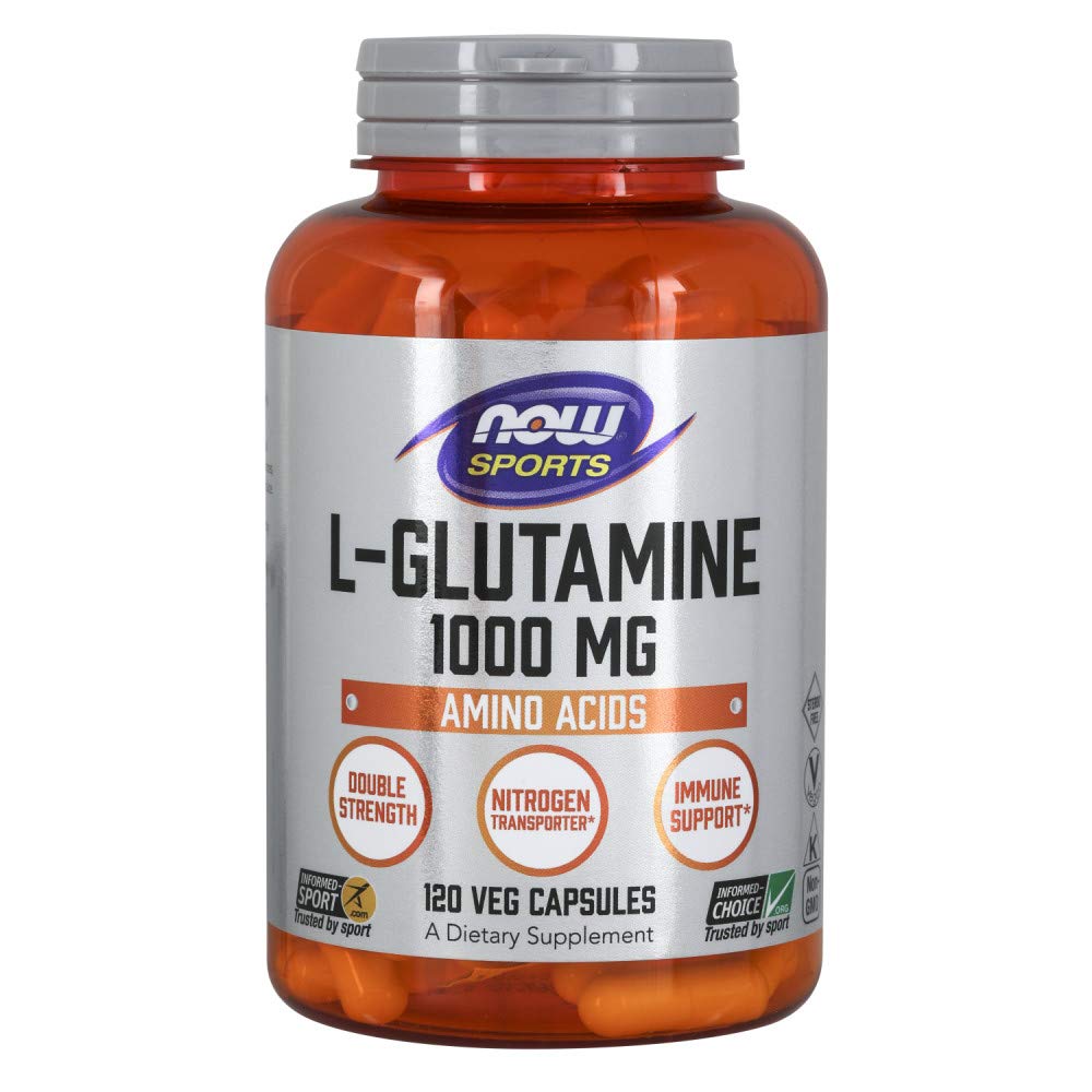 NOW Foods L-Glutamine 1000 mg bottle on white background