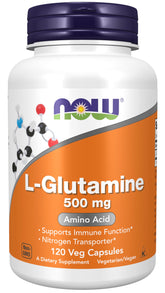 NOW Foods L-Glutamine 500 mg bottle – 120 Vegetarian Capsules