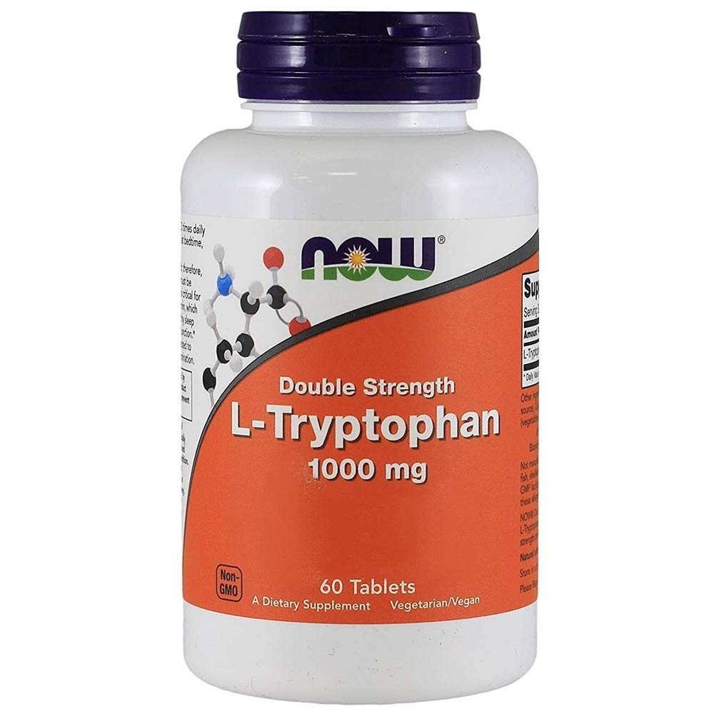 NOW Foods L-Tryptophan 1000mg - 60 tablets per bottle close-up