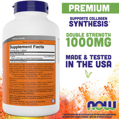 L-Lysine 1000mg label showing 1000 mg per tablet