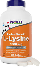 Now Foods L-Lysine 1000mg Double Strength tablets front label
