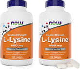 NOW Foods L-Lysine 1000mg Double Strength two-pack front view