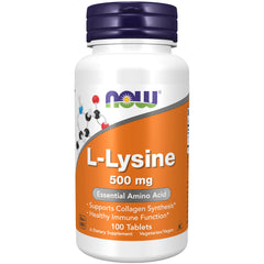NOW Foods L-Lysine 500 mg bottle front label