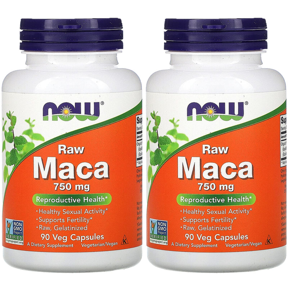 Now Foods Maca Raw 750 mg 2-Pack – 90 Veggie Caps bottle front