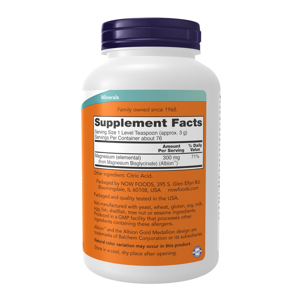 Packaging for NOW Foods Magnesium Bisglycinate Powder 8 oz